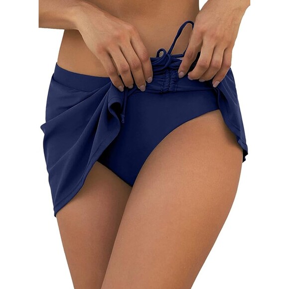Rekita Swim Skirt Build-In Brief Navy/Side Slit Tankini Bottoms Sz M - Picture 1 of 8